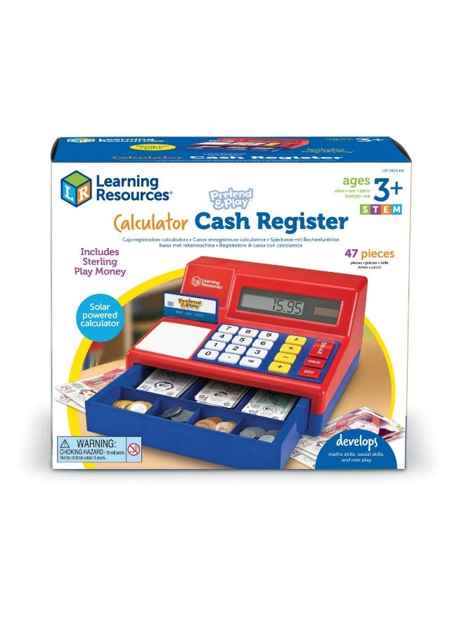 ليرننج ريسورسز موارد تعليمية - آلة حاسبة تظاهرية للعب، ماكينة تسجيل المدفوعات النقدية، عملة المملكة المتحدة، صندوق نقود مع نقود وبطاقة ائتمان، آلة حاسبة تعمل بالطاقة الشمسية لمهارات الرياضيات والمال المبكرة، للأعمار من 3 سنوات فما فوق - Image 5