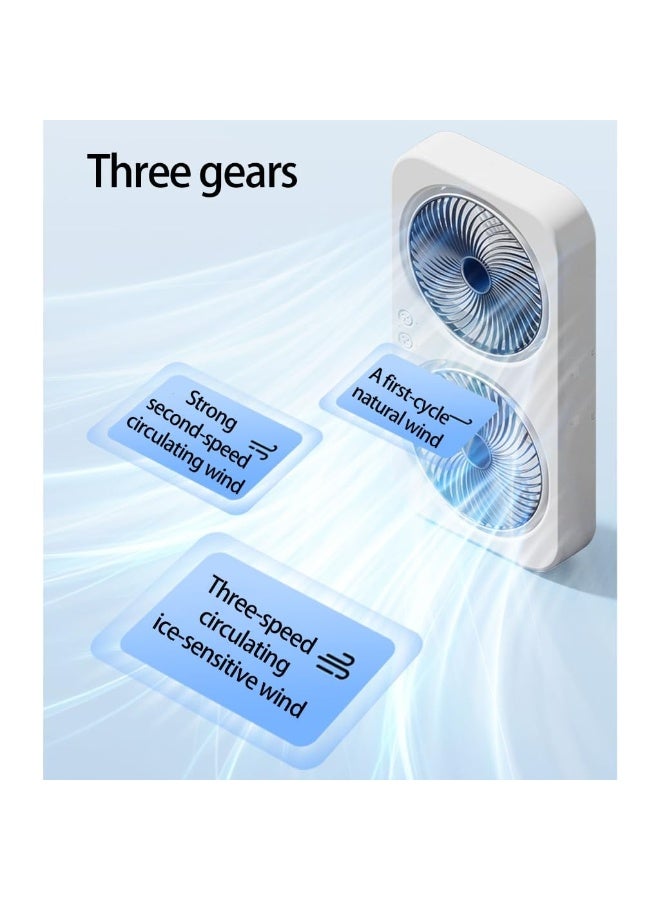 Dual Head USB Fan, 360 Rotatable Blades, Rechargeable, Wall Mount & Freestanding - Image 3