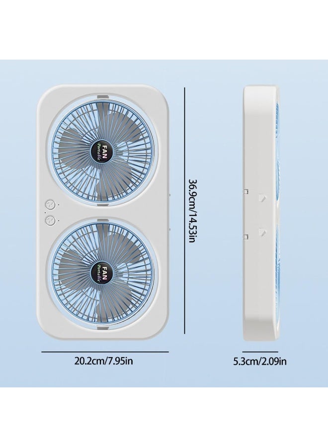 Dual Head USB Fan, 360 Rotatable Blades, Rechargeable, Wall Mount & Freestanding - Image 5