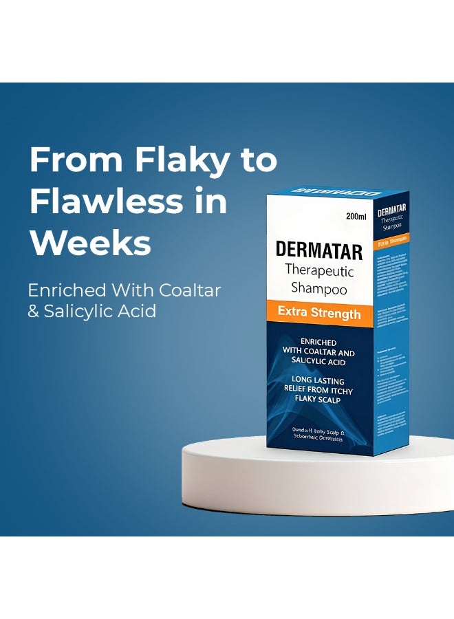 Dermatar - Extra Strength Therapeutic Hair Shampoo | Coal Tar & Salicylic Acid Formula | Treats Stubborn Dandruff | Dermatitis & Scalp Scaling | Dryness & Itchy Flaky Scalp | Long-Lasting Relief | 200ml - Image 2