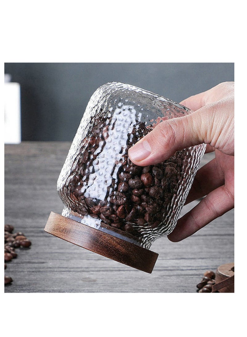 Excefore برطمان تخزين زجاجي، برطمان زجاجي بغطاء من الخيزران 300 مل (10 أوقية)، حاويات مطبخ برطمانات زينة محكمة الإغلاق، حاوية تخزين طعام مضادة للانزلاق، للشاي، القهوة، الفاصوليا، السكر، الحلوى، البسكويت، البهارات - Image 2