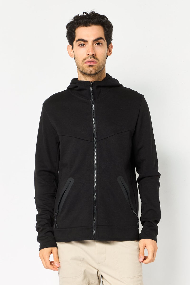 Celio Men Solid Long Sleeve Hoodie, Black - Image 1