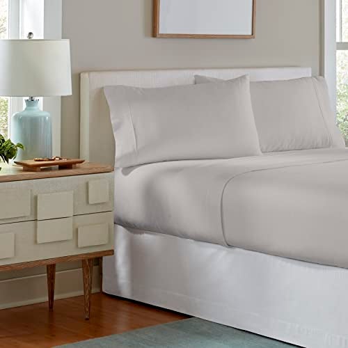 Pointehaven Flannel Deep Pocket Set with Oversized Flat Sheet, Queen, Heather Grey - Image 2