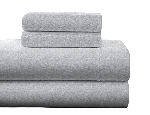Pointehaven Flannel Deep Pocket Set with Oversized Flat Sheet, Queen, Heather Grey - Image 1