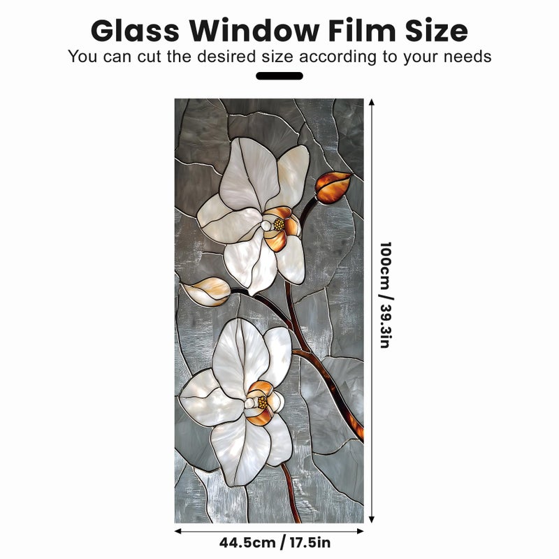 AOHMPT Stained Glass Window Privacy Film Static Cling - Rainbow Glass Decorative Sun Blocking Window Covering, Non-Adhesive Removable Stickers for Home & Office, 17.5" x 39.3" - Image 2