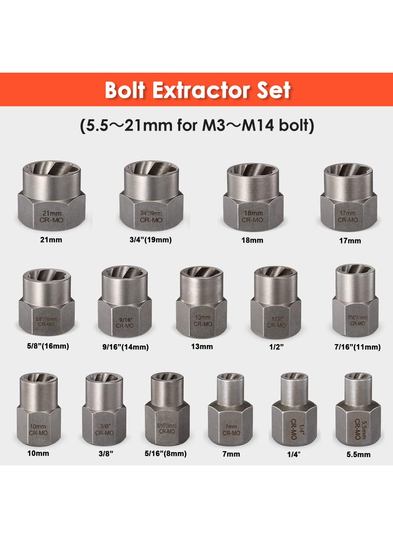 THINKWORK THINKWORK Damaged Screw Extractor Set, 2-21mm, 39-Piece Bolt Extractor Kit, Easy Out Bolt Extractor Set, Impact Bolt & Nut Remover Set for Damaged, Frozen, Rusted, Rounded-Off Bolts, Nuts & Screws  - Image 4