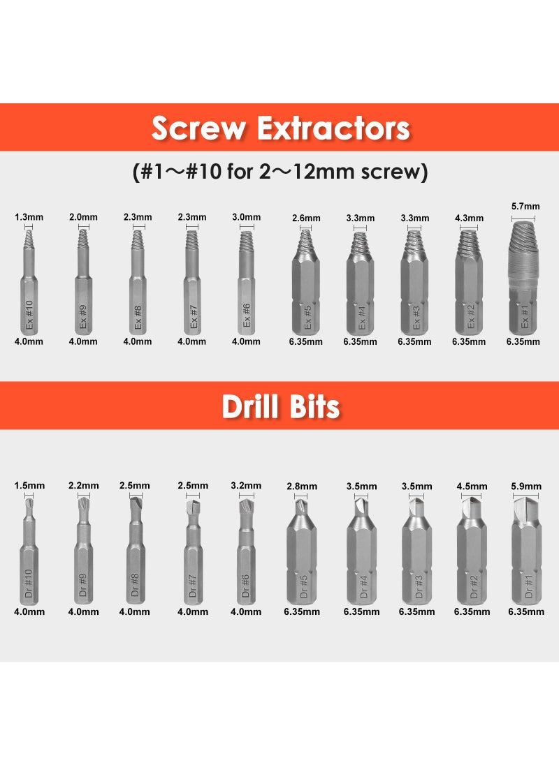 THINKWORK THINKWORK Damaged Screw Extractor Set, 2-21mm, 39-Piece Bolt Extractor Kit, Easy Out Bolt Extractor Set, Impact Bolt & Nut Remover Set for Damaged, Frozen, Rusted, Rounded-Off Bolts, Nuts & Screws  - Image 5