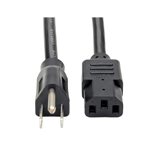 Tripp Lite Eaton Tripp Lite series 15 Amp Standard 12ft Computer Power Cord for PC, Monitor, Laptop & More | UL Listed, Heavy Duty 14 AWG, 5-15P to IEC C13, Replacement 3 Prong AC Power Cable (P007-012) - Image 1