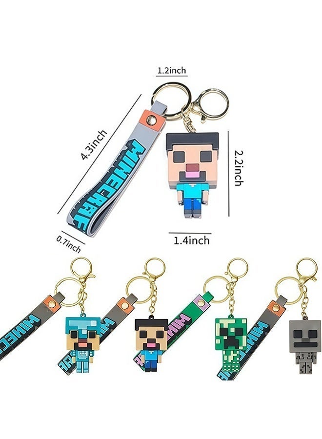 MINECRAFT 4 Pieces Minecraft Keychain and Wristband Combo Set Featuring Creeper Steve Skeleton and Diamond Armor Steve Collectible Gaming Merchandise for Kids Backpack Decor Party Favors and Birthday Gift - Image 4