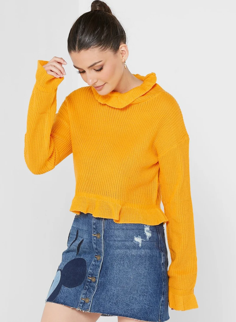 Ginger Ruffled Cropped Sweater