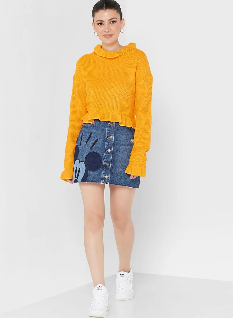 Ginger Ruffled Cropped Sweater