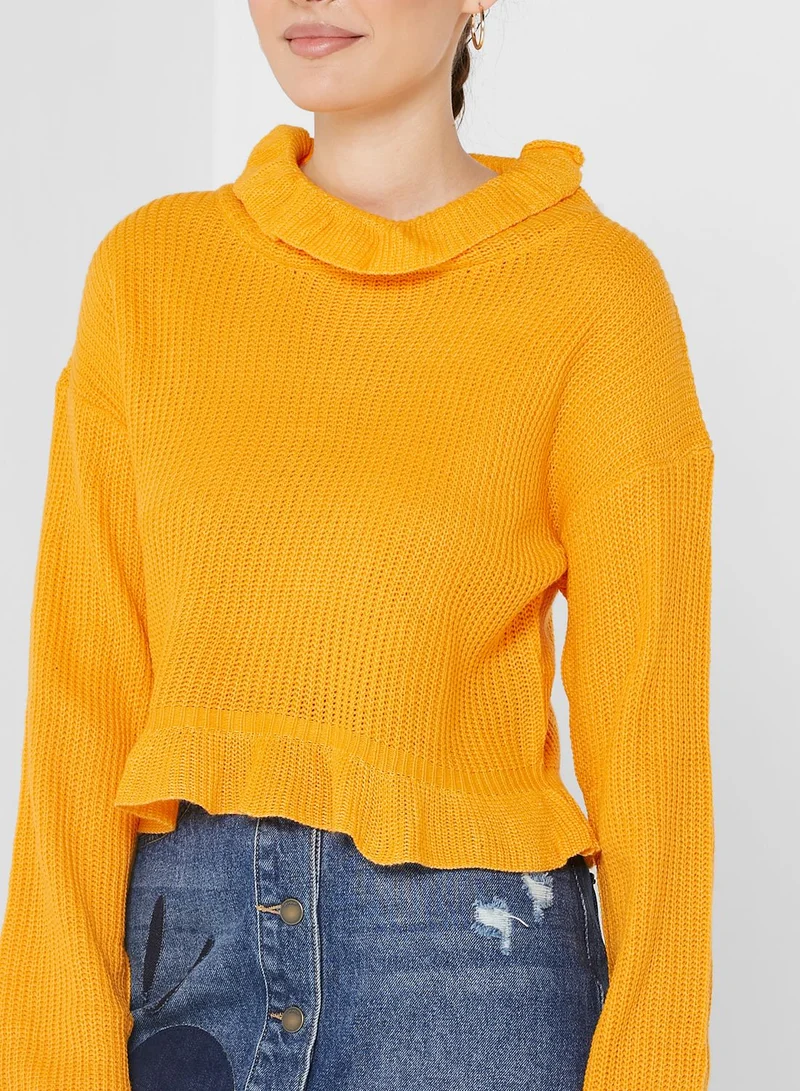 Ginger Ruffled Cropped Sweater