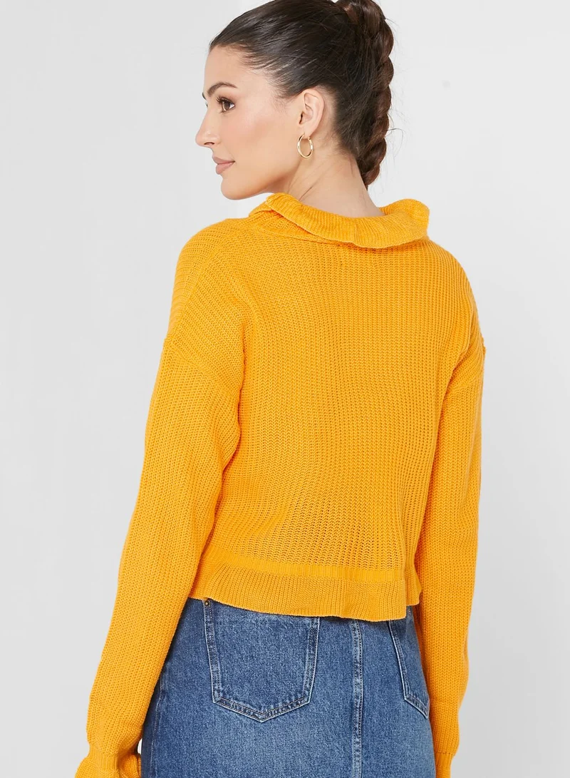 Ginger Ruffled Cropped Sweater