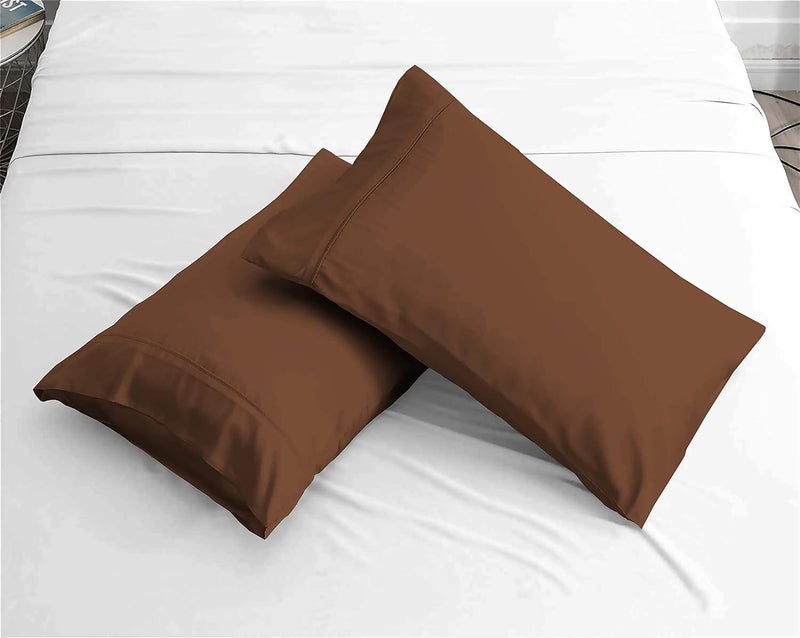 Day Care 500TC Super Soft Elegant Colors Bedsheet 100 Egyptian Cotton Chocolate Brown Super King Size 108 x 110 2 Peice Pillow Cover Size18x28 - Image 3