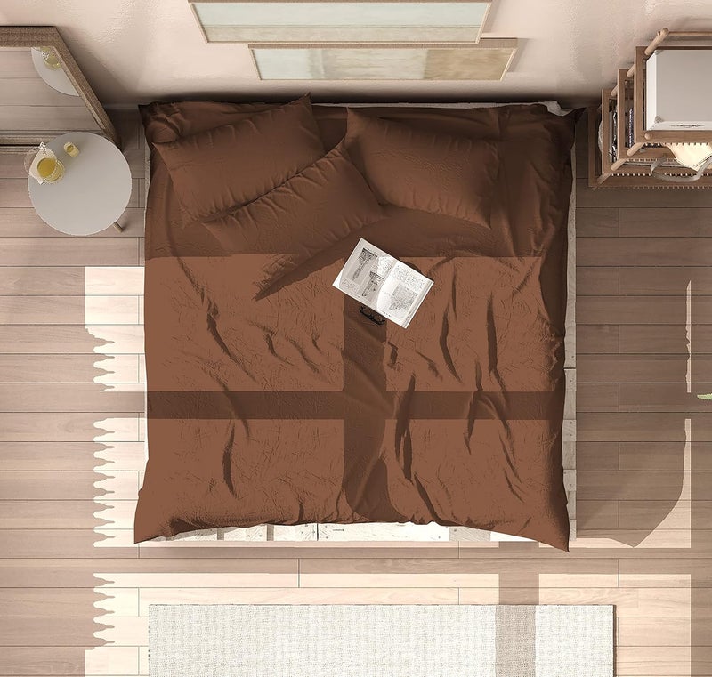 Day Care 500TC Super Soft Elegant Colors Bedsheet 100 Egyptian Cotton Chocolate Brown Super King Size 108 x 110 2 Peice Pillow Cover Size18x28 - Image 2