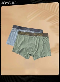 Joychic 3-Piece Ice Silk Medium Waist Panties Breathable Quick-drying Men Teenager Boys Boxer Brief Antibacterial Underwear Set Black+Green+Light Grey  - Image 4