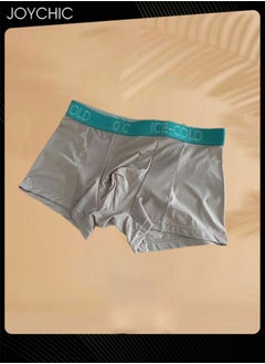 Joychic 3-Piece Ice Silk Medium Waist Panties Breathable Quick-drying Men Teenager Boys Boxer Brief Antibacterial Underwear Set Black+Green+Light Grey  - Image 2