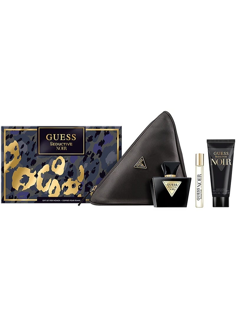 Guess Seductive Noir Coffret Pour Femme SET EDT 75ml+Mini/Travel Spray 15ml+Body Lotion/Mist 100ml+Pouch/Bag - Image 1