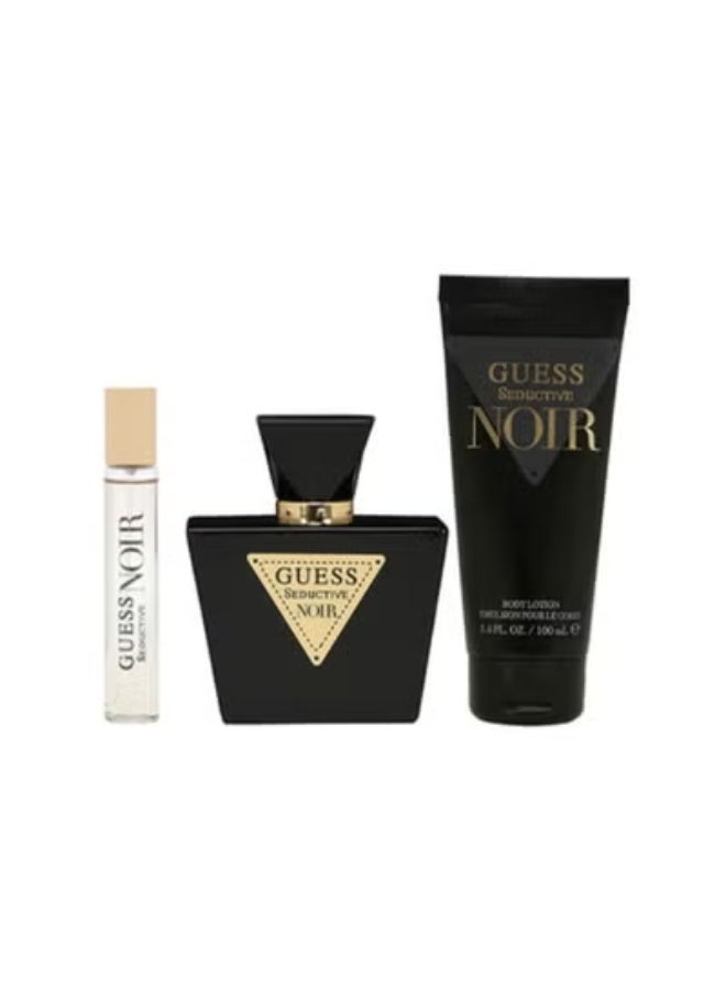 Guess Seductive Noir Coffret Pour Femme SET EDT 75ml+Mini/Travel Spray 15ml+Body Lotion/Mist 100ml+Pouch/Bag - Image 3