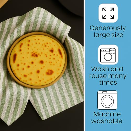 Värde® 2Pcs Double Layer Roti Wrap/Chapati Cover–Premium Cotton Cloth for Roti, Paratha, Phulka, Hot Case | Kitchen Chapati Cloth with Flaps | Soft & Durable Cotton Seed Fabric (Green&Red, Pack of 2) - Image 4