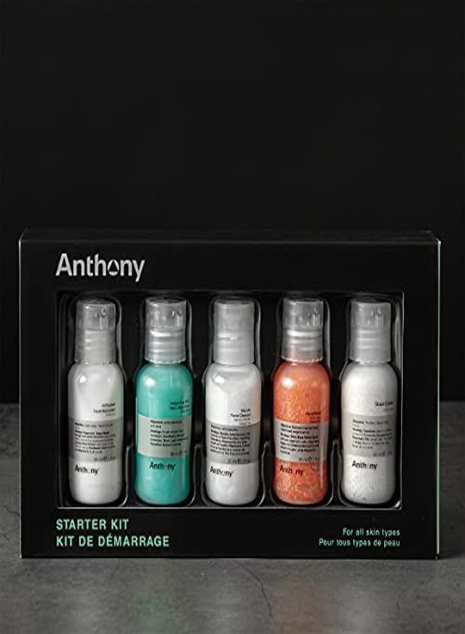 Anthony Starter Kit, 5 Count, Glycolic Facial Cleanser, Facial Scrub, All Purpose Facial Moisturizer, Invigorating Rush Hair & Body Wash, Shave Cream - Image 2