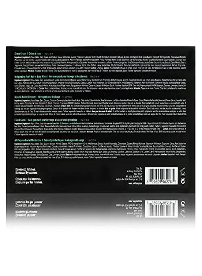 Anthony Starter Kit, 5 Count, Glycolic Facial Cleanser, Facial Scrub, All Purpose Facial Moisturizer, Invigorating Rush Hair & Body Wash, Shave Cream - Image 3