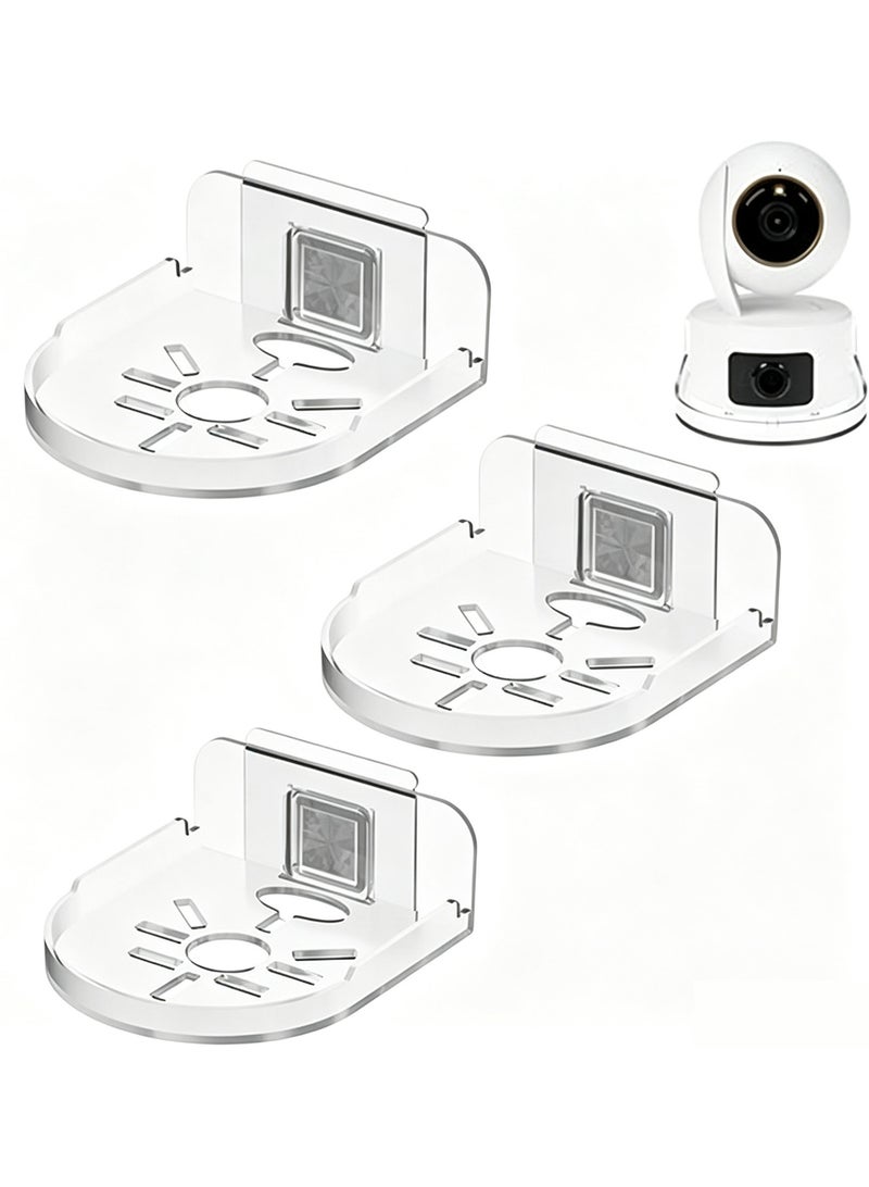 CityRiya-Long Wall Mount Bracket for Security Camera, 3 Packs Indoor Outdoor Camera Bracket, No Drill Universal Small Floating Wall Shelf, Clear Mini Storage Shelves Flexible Use for Speakers, Baby Monitors - Image 1