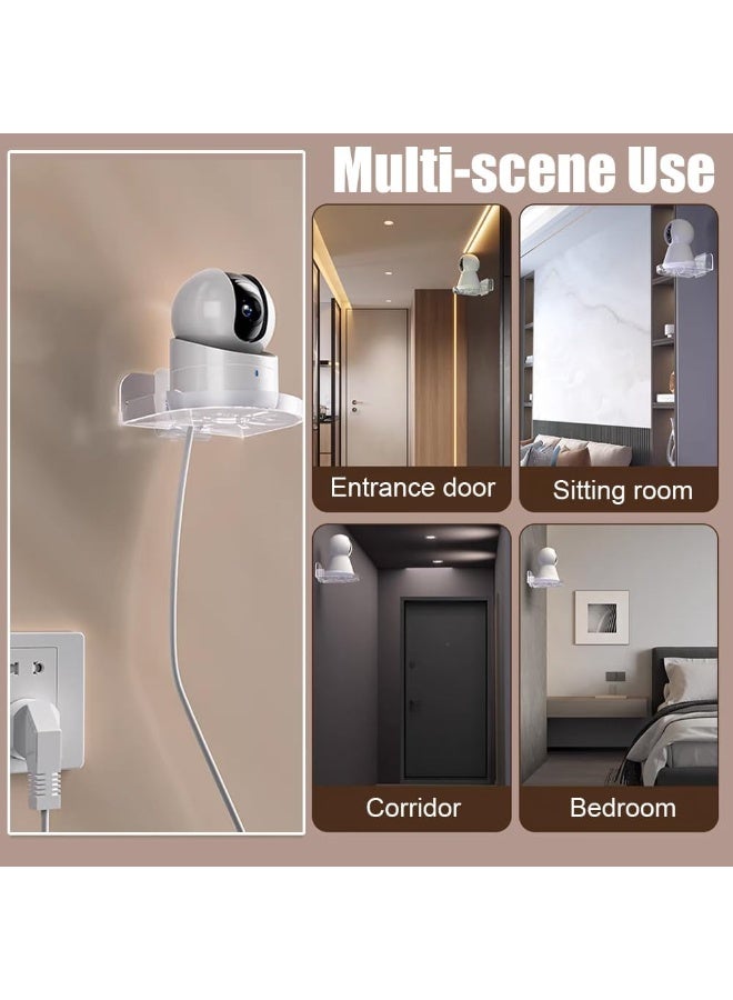 CityRiya-Long Wall Mount Bracket for Security Camera, 3 Packs Indoor Outdoor Camera Bracket, No Drill Universal Small Floating Wall Shelf, Clear Mini Storage Shelves Flexible Use for Speakers, Baby Monitors - Image 4