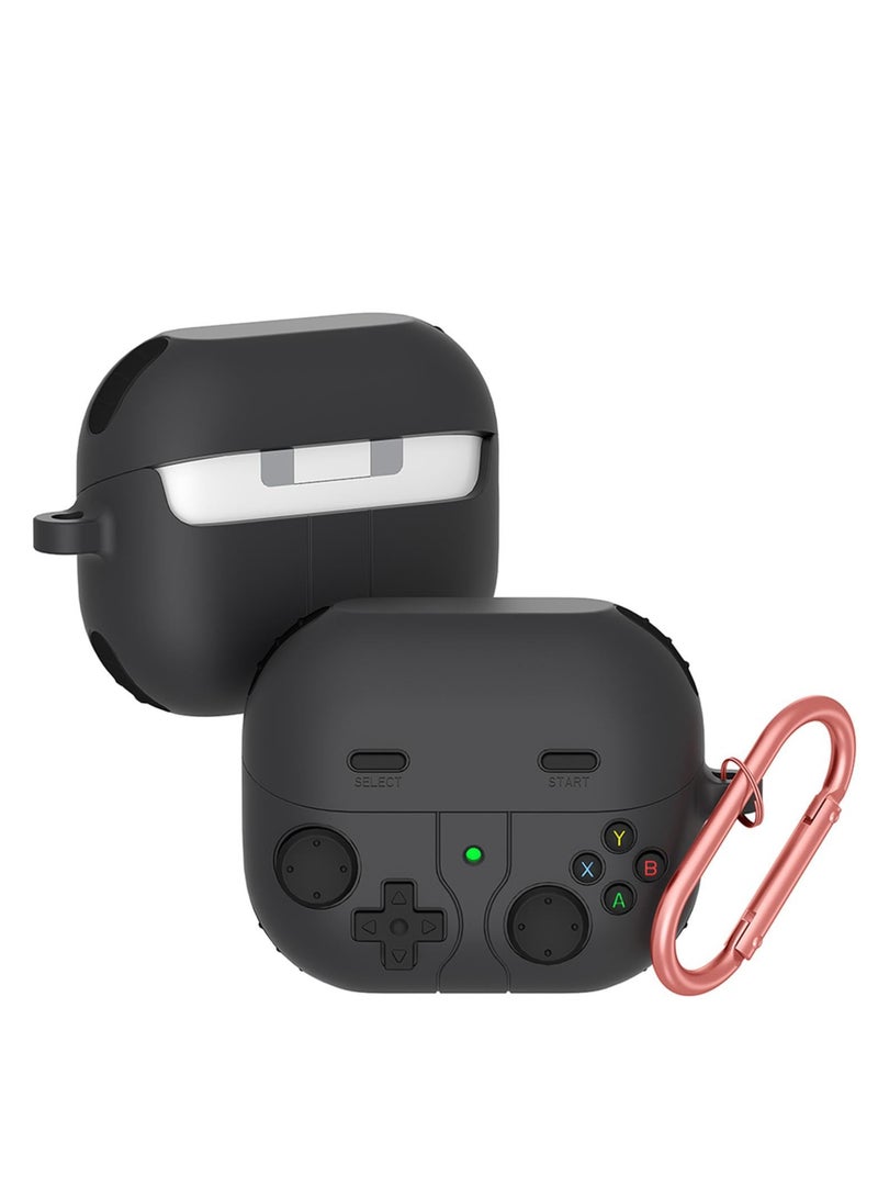 Compatible with Samsung Galaxy Buds 3/3 Pro Case Handheld Game Console Design Case with Keychain Durable Silicone Protective Case Compatible with Galaxy Buds 3 Buds3 Pro (Black) - Image 1