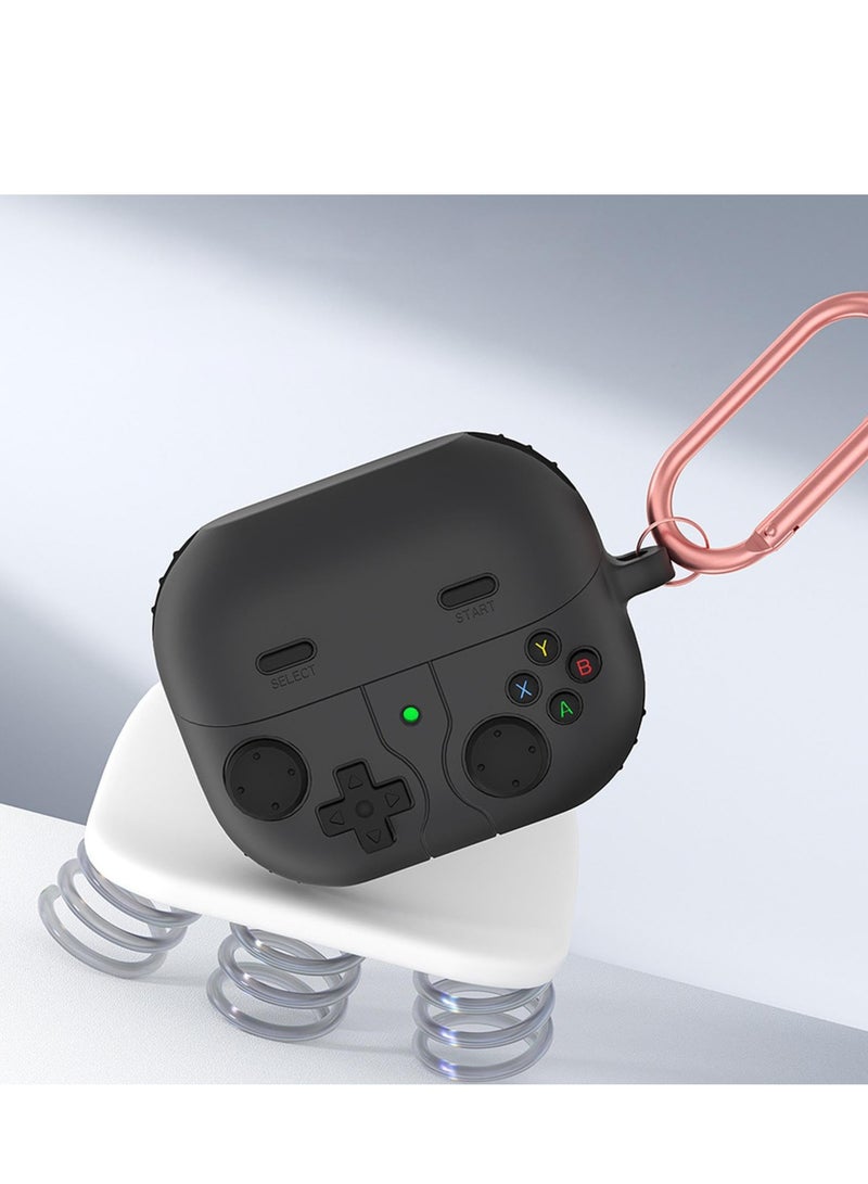 Compatible with Samsung Galaxy Buds 3/3 Pro Case Handheld Game Console Design Case with Keychain Durable Silicone Protective Case Compatible with Galaxy Buds 3 Buds3 Pro (Black) - Image 5