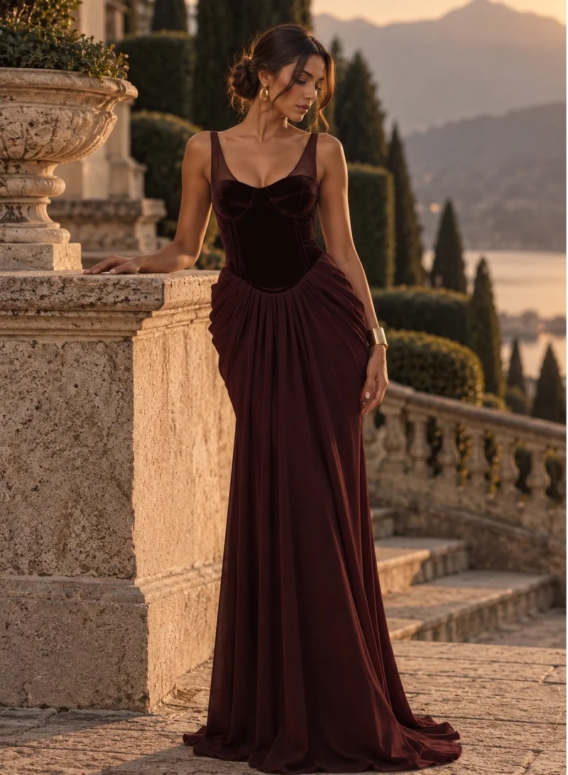 Ginger Boutique Sweatheart Neckline Corset Bodice Two Tone Evening Gown