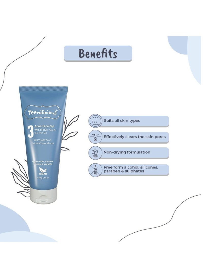 Teenilicious - Teenilicious Acne Face Gel With 2% Salicylic Acid Tea Tree Oil Acne Face Gel For Blackheads Whiteheads - Image 1