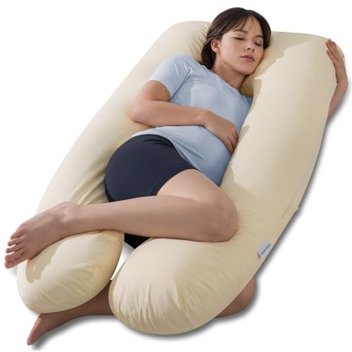 QUEEN ROSE Pregnancy Pillows, Soft Cotton U Shaped Body Pillow for Sleeping, Maternity Pillow for Pregnant Women, Sunlight Yellow - Image 1