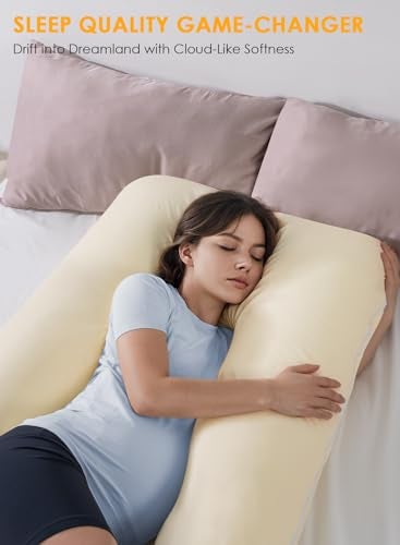 QUEEN ROSE Pregnancy Pillows, Soft Cotton U Shaped Body Pillow for Sleeping, Maternity Pillow for Pregnant Women, Sunlight Yellow - Image 4