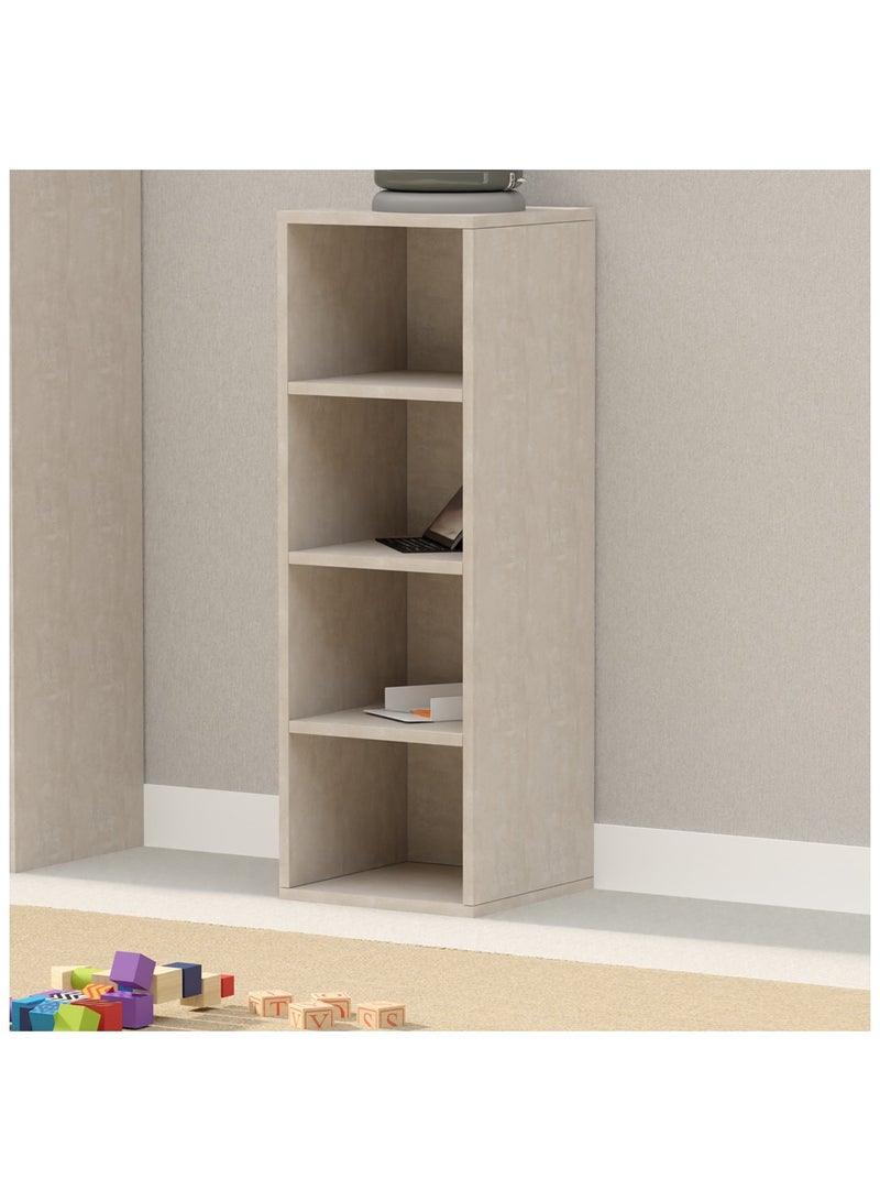 Mahmayi Mahmayi Wooden Storage Display Shelves 4-Tier Freestanding, Box Shelves, Top Shelf for Decoration Ideal for Storing and Displaying your possessions - Light Concrete - Image 2