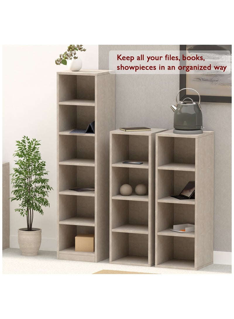 Mahmayi Mahmayi Wooden Storage Display Shelves 4-Tier Freestanding, Box Shelves, Top Shelf for Decoration Ideal for Storing and Displaying your possessions - Light Concrete - Image 3
