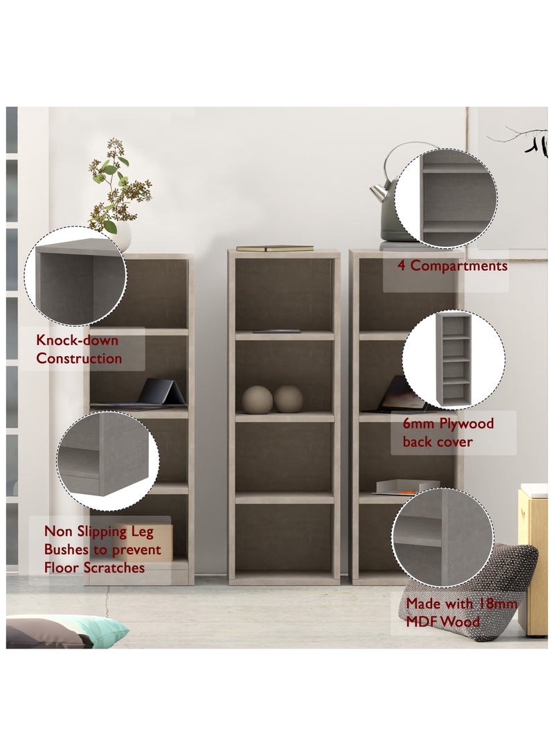 Mahmayi Mahmayi Wooden Storage Display Shelves 4-Tier Freestanding, Box Shelves, Top Shelf for Decoration Ideal for Storing and Displaying your possessions - Light Concrete - Image 4