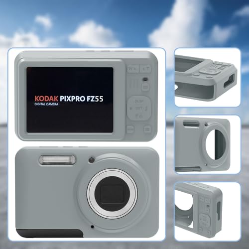 Tedubax Case for Kodak PIXPRO FZ55,FZ55 Accessories,Soft Silicone Protective Case,Comes with 2 Screen Protectors and 1 Wrist Strap - Grey - Image 2