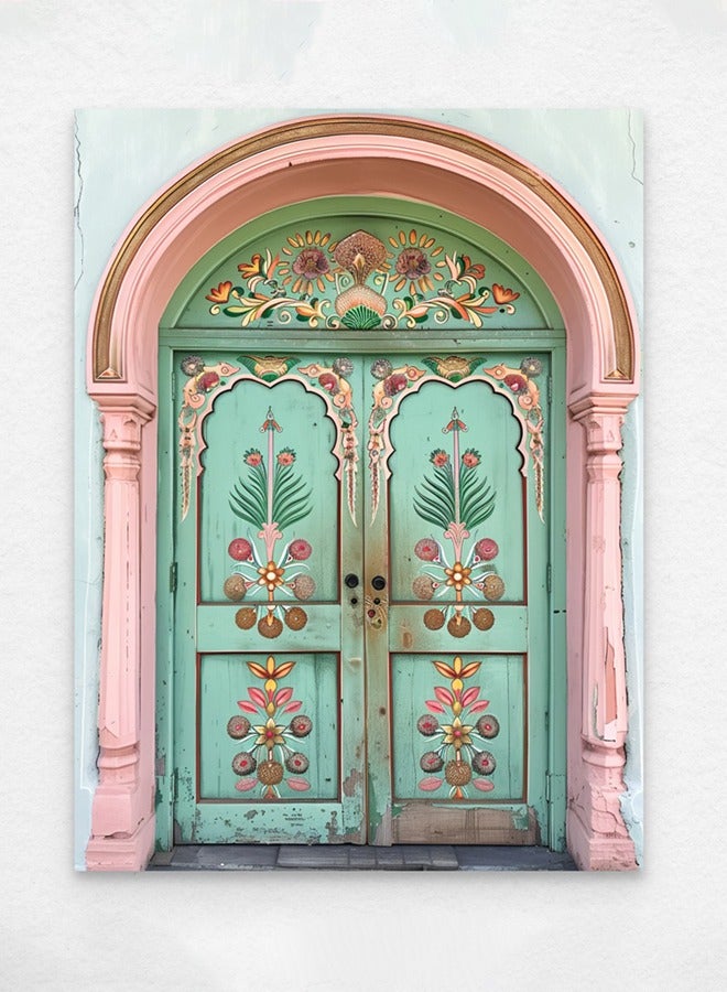 آرت دیکور  ديكور فني وردي أخضر هندي قصر الهندسة المعمارية جدار الفن الحديث مؤطر الفنون الجميلة التصميم التقليدي لغرفة المعيشة غرفة نوم مكتب المنزل الهدايا  - Image 4