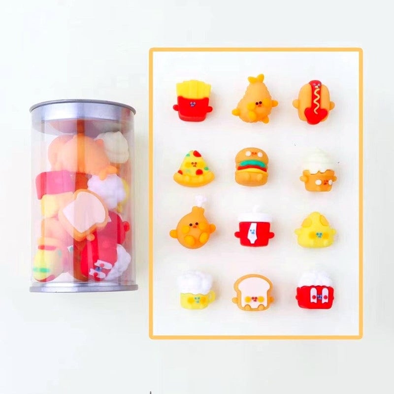 DEOXY 12 Pcs Food Mini Erasers for Kids,Stylish Eraser, Rubber Pencil Eraser, Return Gift, Stationary Set for Kids Boys & Girls (KK-7945) - Image 1