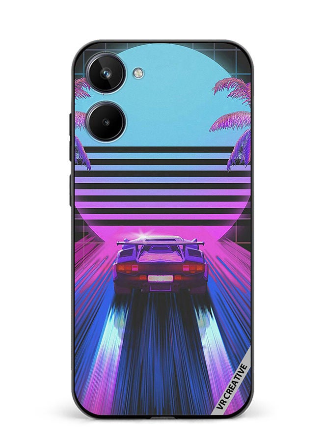 VR CREATIVE Protective Case Cover For Realme 10 Retro Synthwave Ps4 Design Multicolour - Image 1