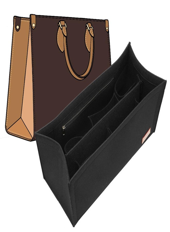 Doxo Purse Organizer Insert for Tote Bags, Doxo Premium Felt Insert Compatible with LV On The Go GM and Dior Book Tote Large, Multi-Compartment Bag Organizer with Detachable Dividers and YKK Zipper (Black) - Image 1