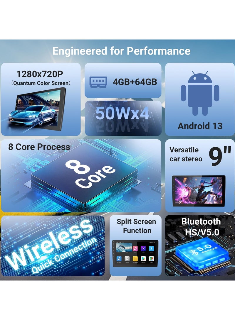 هاو ديور ​شاشة سيارة 9/10.1 بوصة لاسلكية مع CarPlay، ستيريو سيارة دينل مزدوج مع تحكم صوتي، مستقبل صوت شاشة لمس عالية الدقة مع كاميرا للخلف​ - Image 3