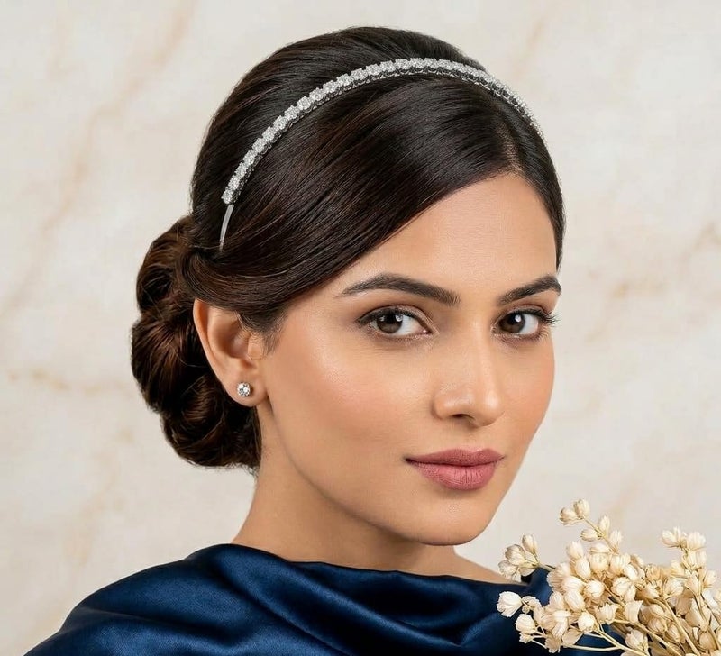 AccessHer Hairbands for Women & Girls | Gold & Silver Rhinestone Hair Hoops | Stylish Hair Accessories for Weddings, Parties, Ethnic Wear & Rakhi Gift (Combo 1, One Size) - Image 3