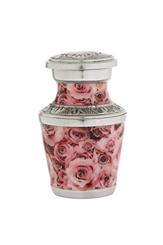 Bold & Divine Cremation Urns for Human Ashes - Decorative Brass Urns, Pink Rose Pattern, Small Keepsake Urn for Ashes Adult Female and Male, Funeral Urns - Image 5