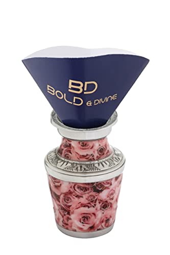 Bold & Divine Cremation Urns for Human Ashes - Decorative Brass Urns, Pink Rose Pattern, Small Keepsake Urn for Ashes Adult Female and Male, Funeral Urns - Image 3