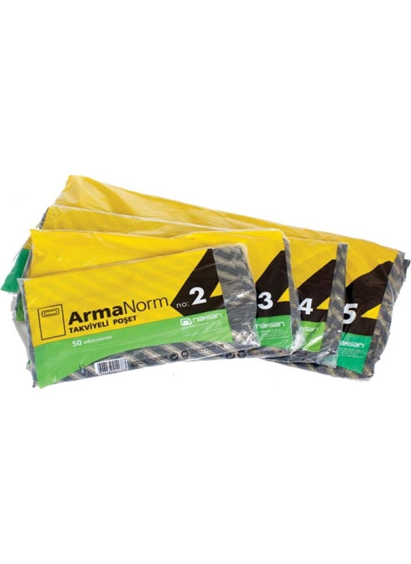 Arma - Emblem Reinforced Thick Patterned Striped Black Bag Sachet Bag - 2 No - 26X38 Cm. - Package of 50 Pieces - Image 1