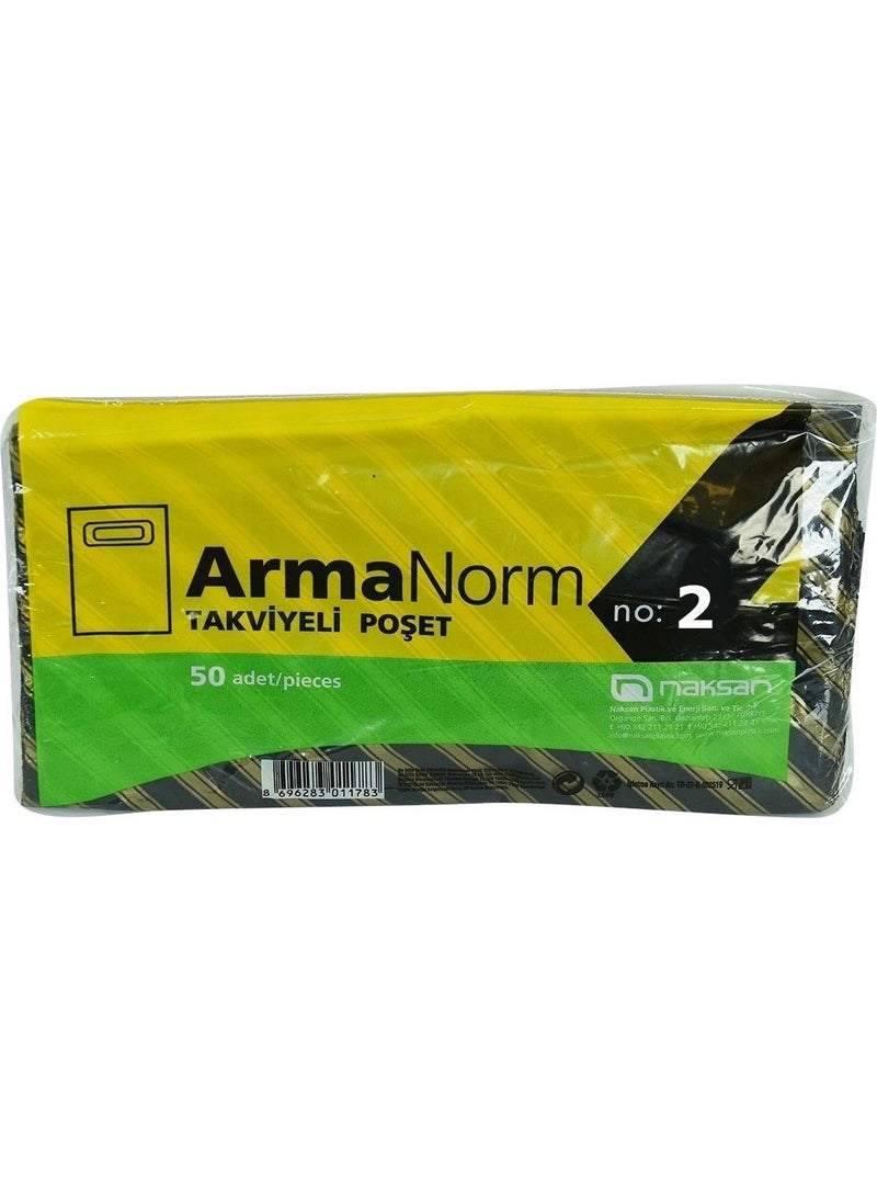 Arma - Emblem Reinforced Thick Patterned Striped Black Bag Sachet Bag - 2 No - 26X38 Cm. - Package of 50 Pieces - Image 1