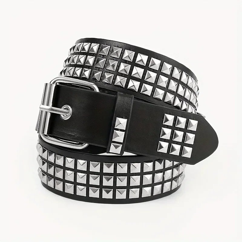 1PC Women's Punk Metal Pyramid Belt Square Bead Rivet - Image 5