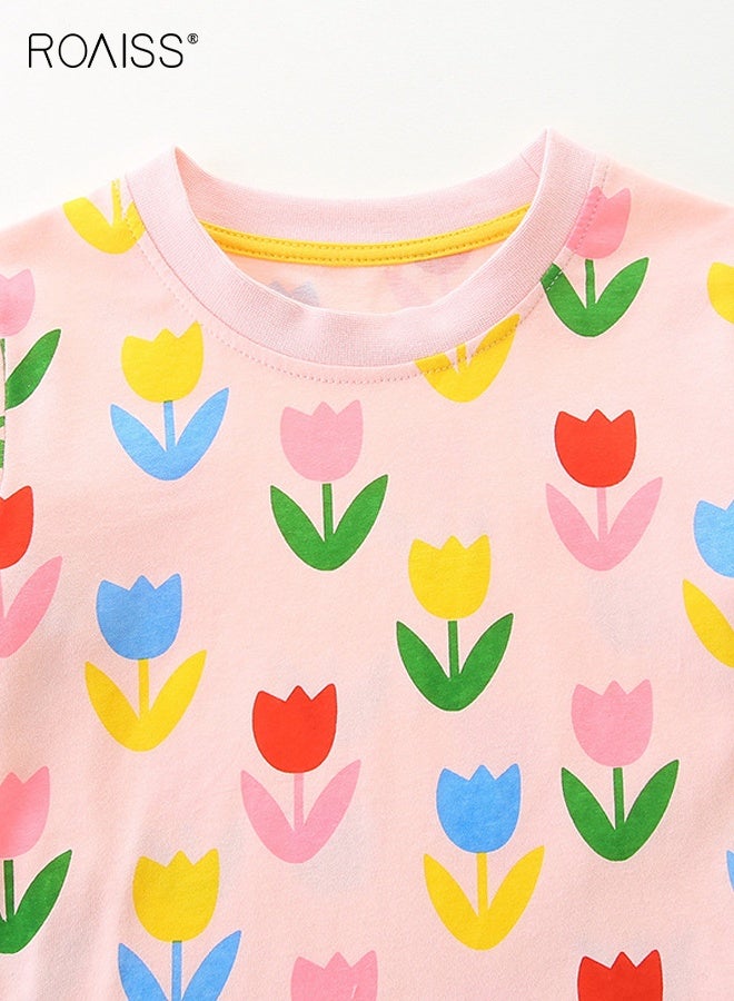 roaiss Girls Floral Dresses, Stylish Long Sleeve A-line Dress, Flower-patterned Cotton Dress, Fancy Dress for Little Girls, Suitable for Daily Wear and Outdoor Activities - Image 3